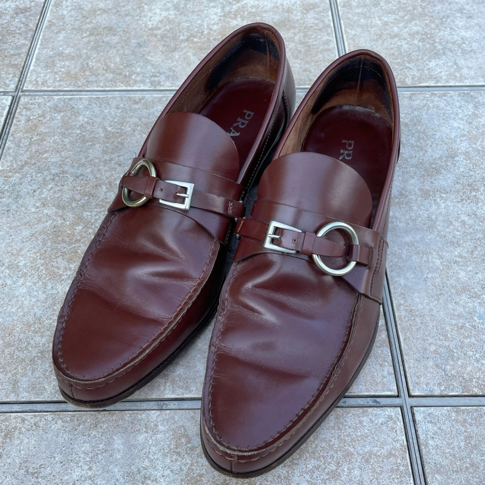 Prada slip on leather men loafers 10